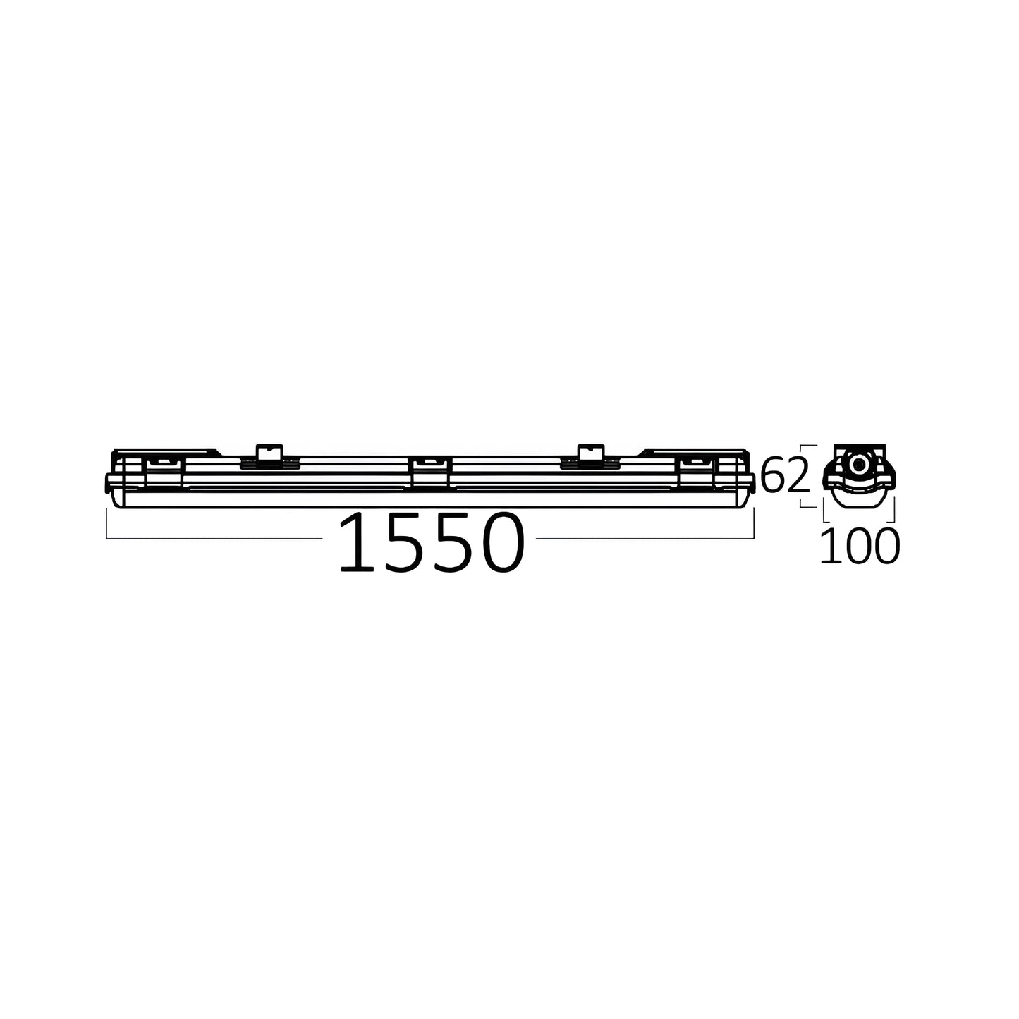 Braytron Aqualine 2X 1.5Mt Sg Pc Ip65 Vodotijesni Nosac Za Led Cijevi Polikarbonat