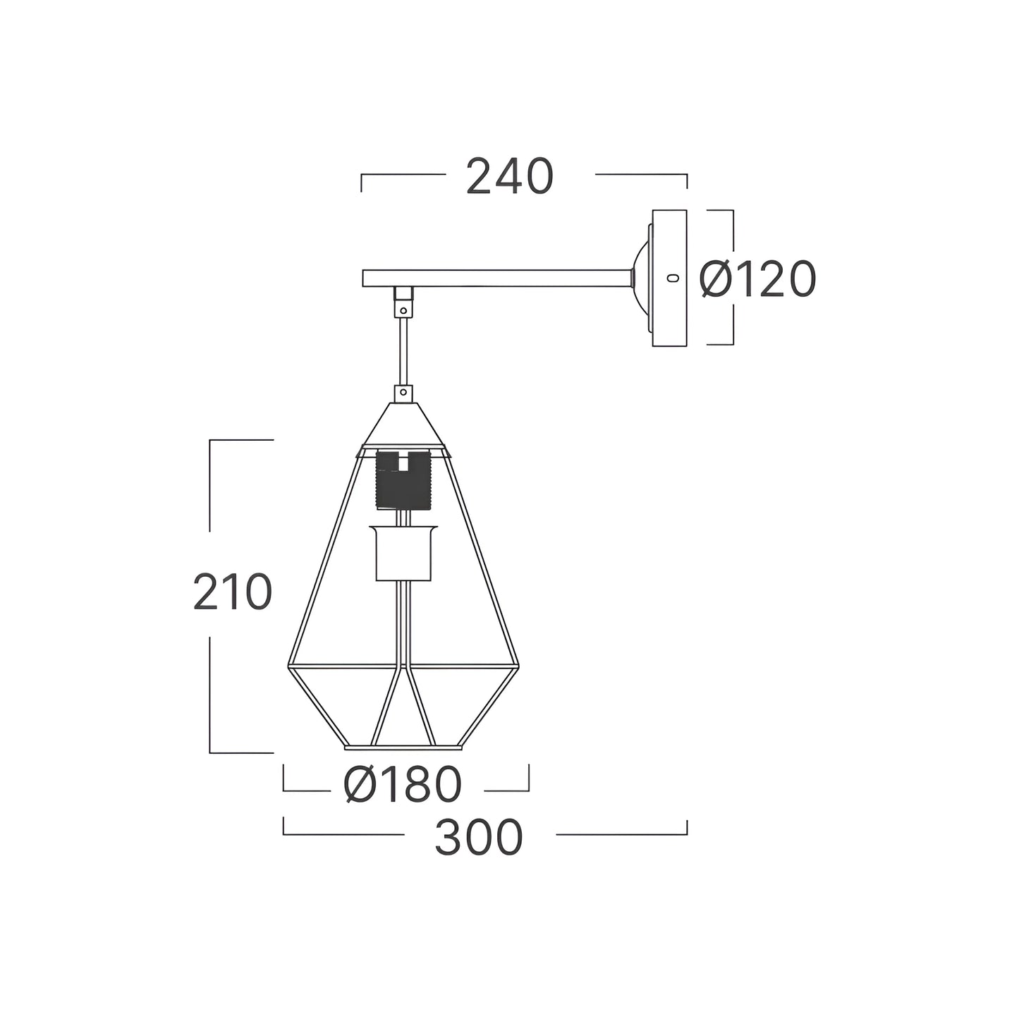 Braytron W003W 1H 1Xe27 Crna Dekorativna Visilica