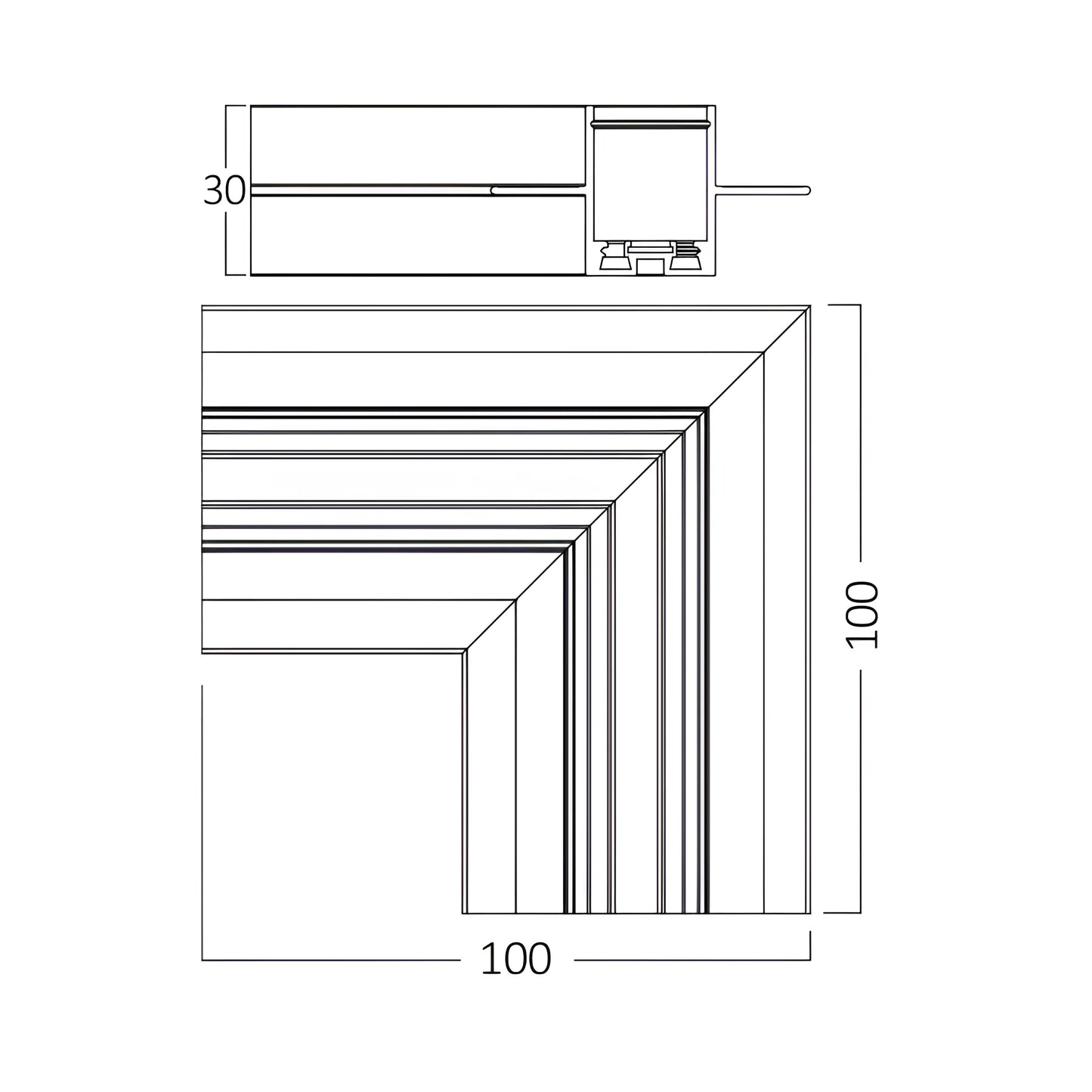 Bry-M04-Trc02-Cr-1-48Vdc-Black-Slim-Recessed Connector For Mag. Rail