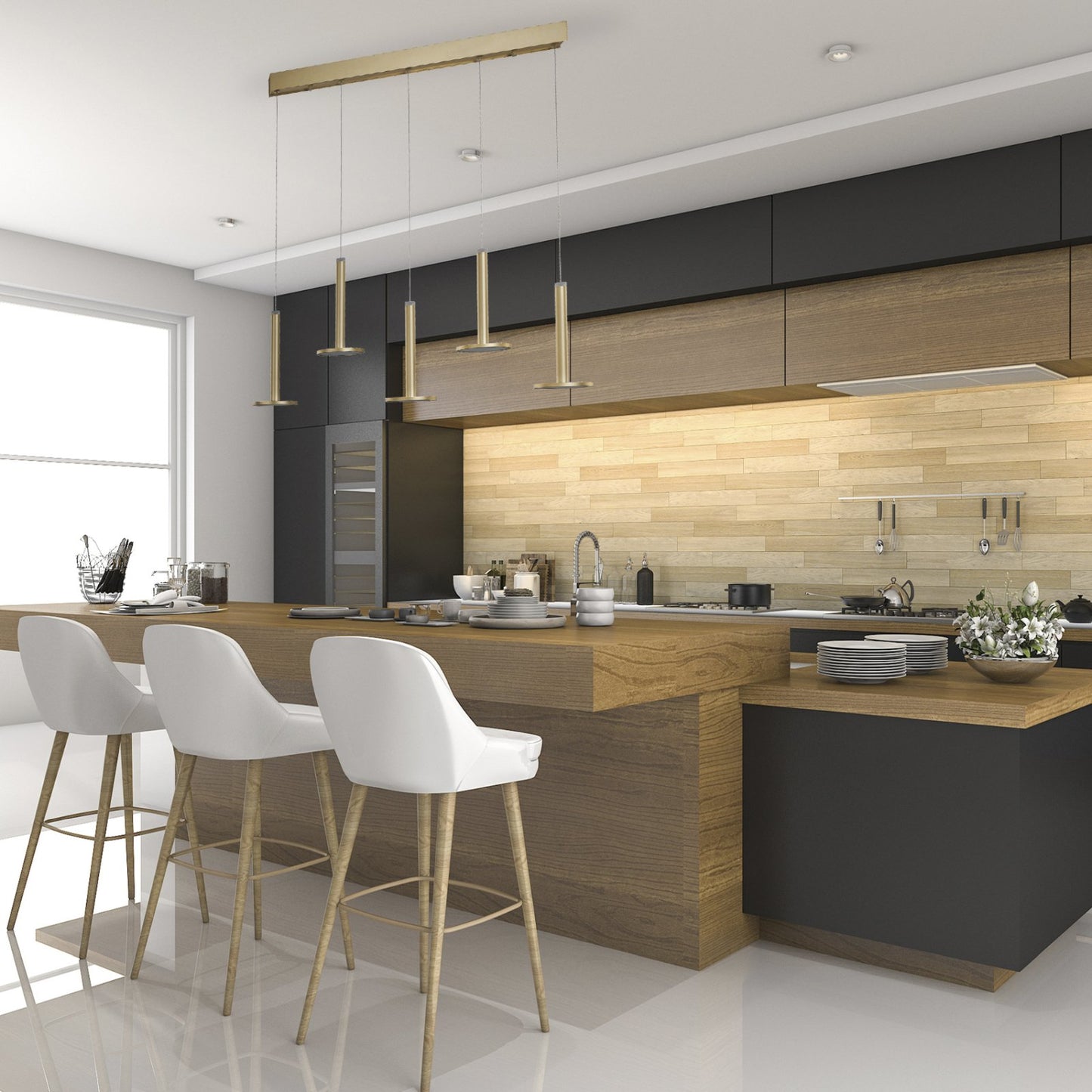 Pendant light LED Talisman MSL-1814303-5B gold straight