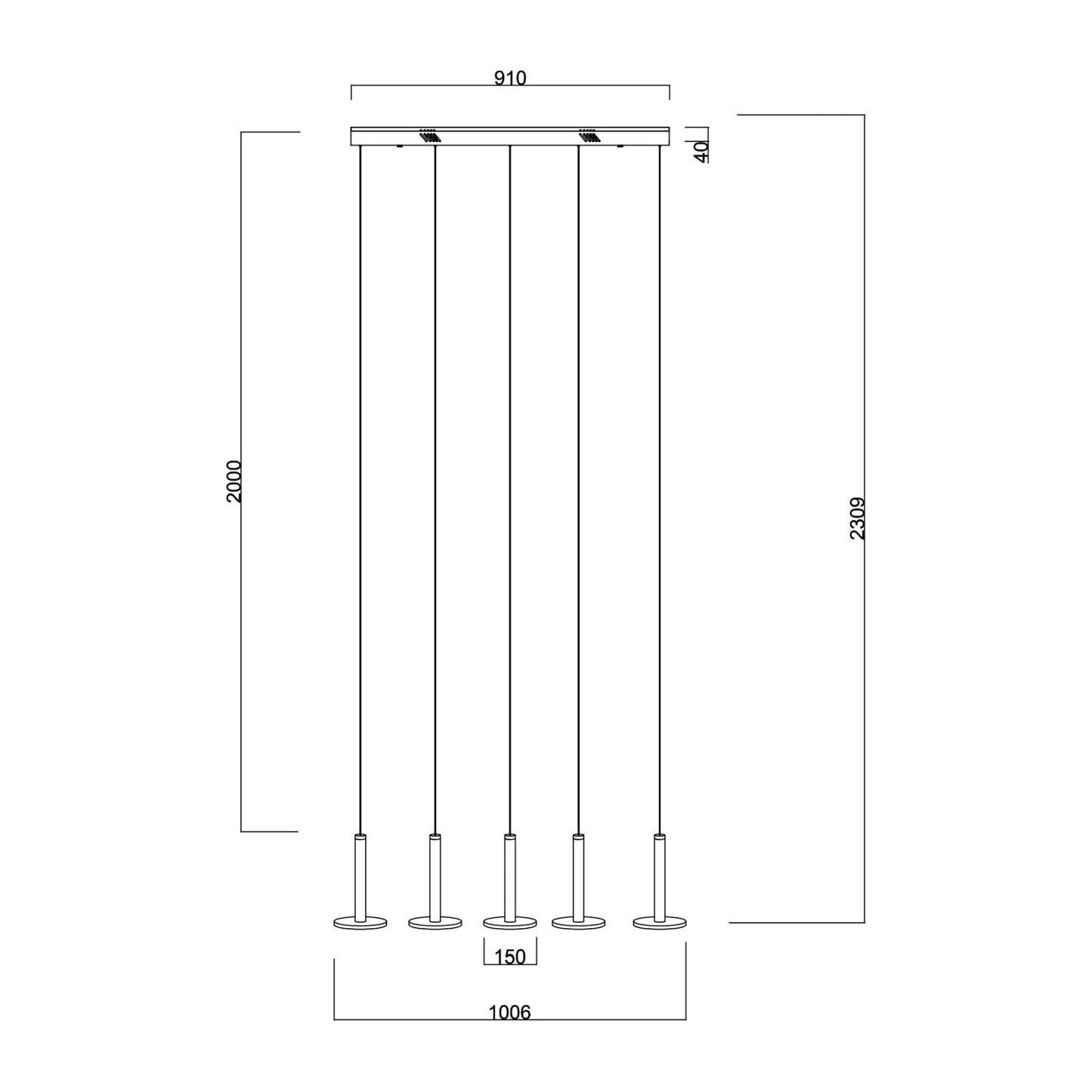 Pendant light LED Talisman MSL-1814303-5B gold straight