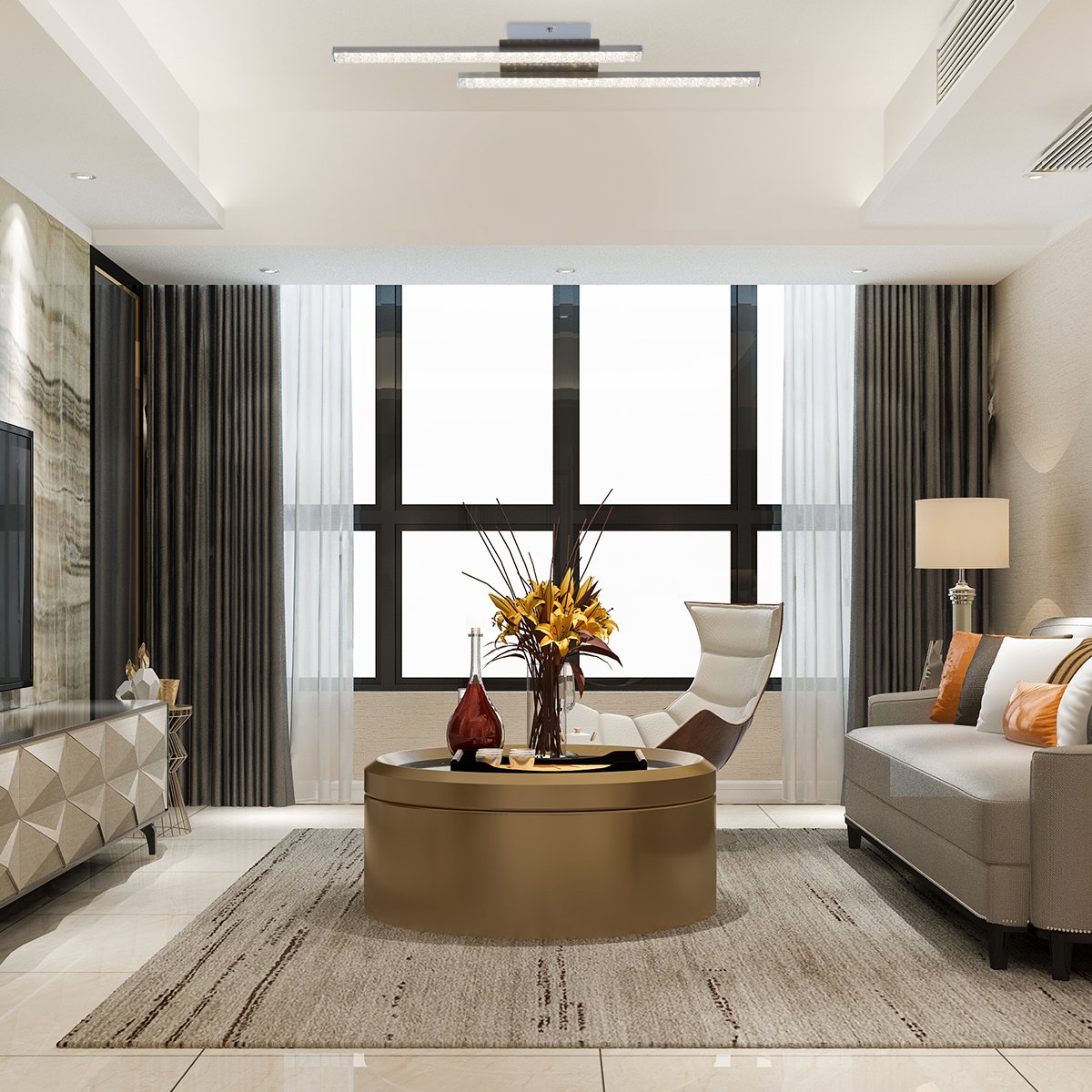 LED Chandelier E-light Santos EL-164A-02 grey