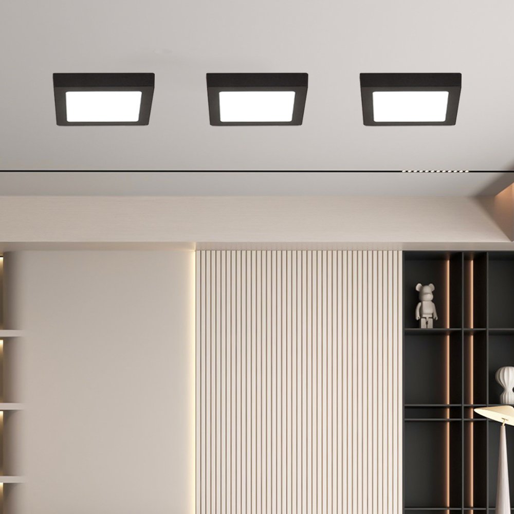 LED panel E-light 18W square surface-mounted 6500K black