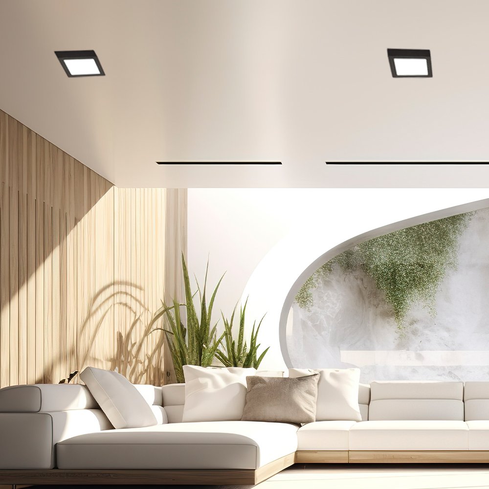 LED panel E-light 12W square surface-mounted 6500K black