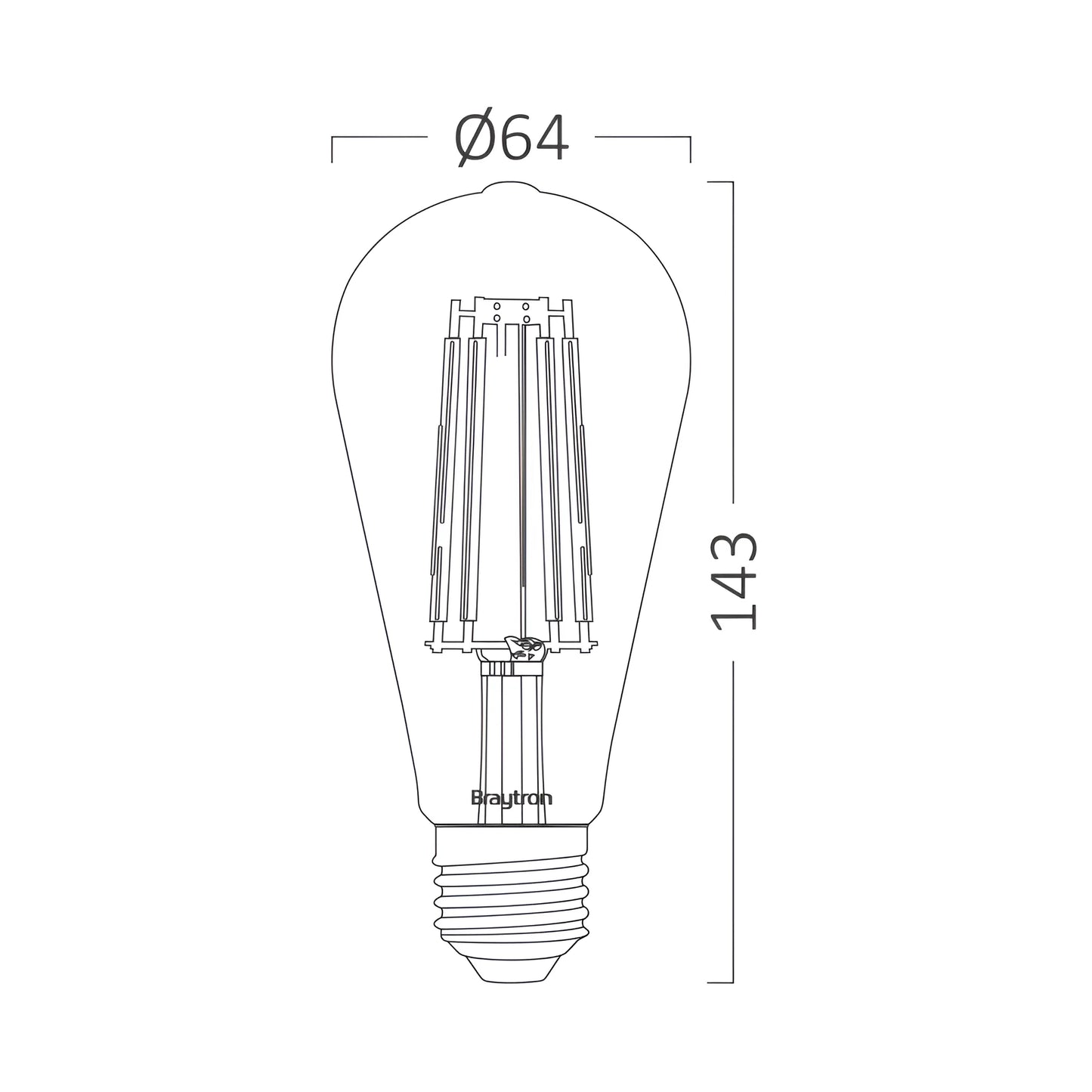 Braytron Advance 6W E27 St64 Dimabilna 2200K Led Sijalica
