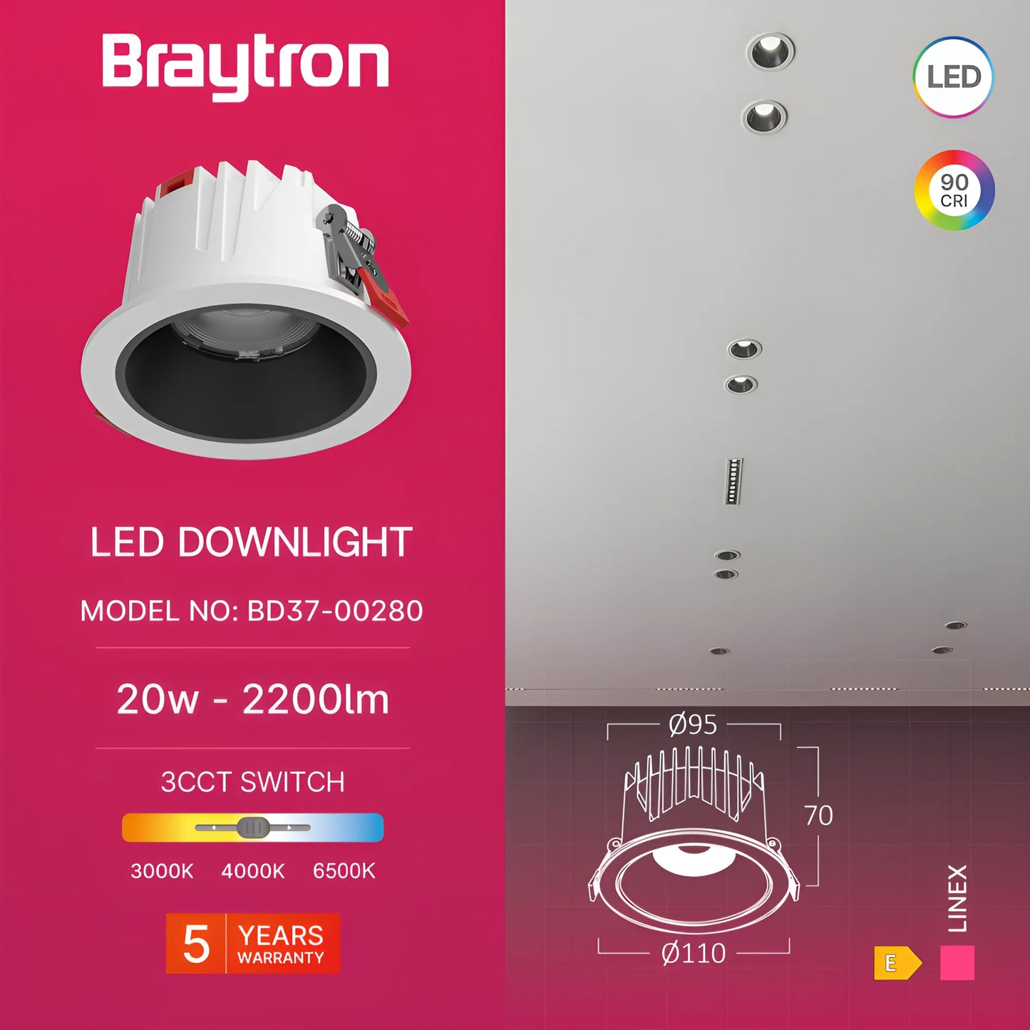 Braytron Linex Cd20 20W 3Cct Bijela Led Spot Svjetiljka