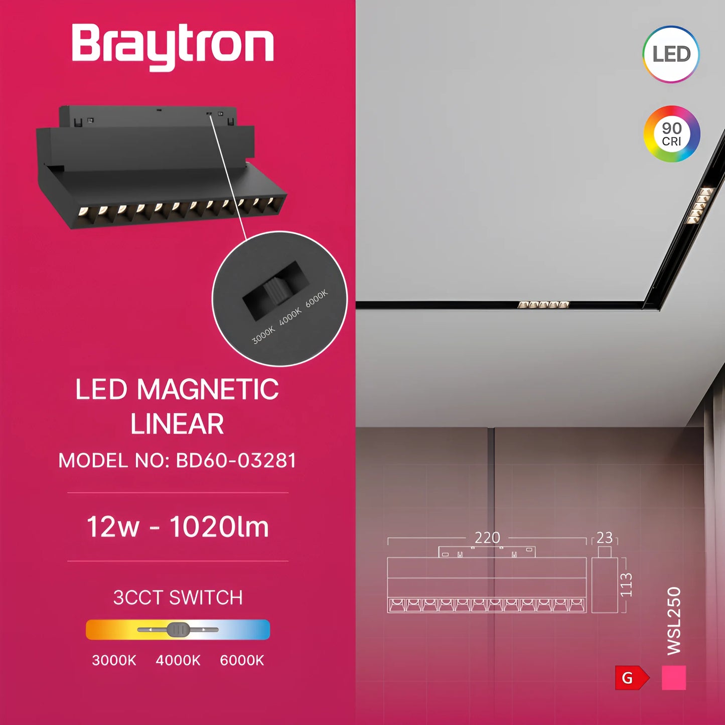 Bry-Wsl250-12W-48Vdc-3U1-Black-Mag. Linear