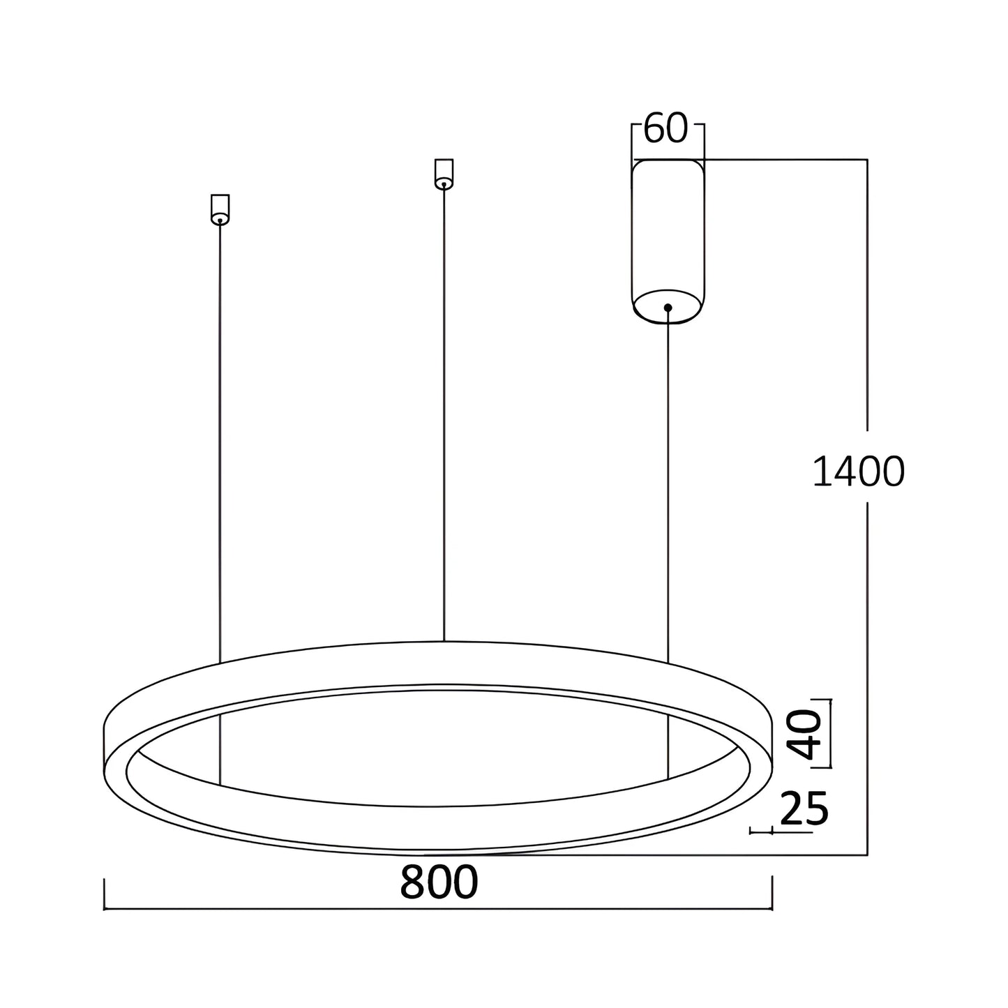 Braytron Lina Pd 2540 Okrugla Crna 45W 3U1 Led Visilica