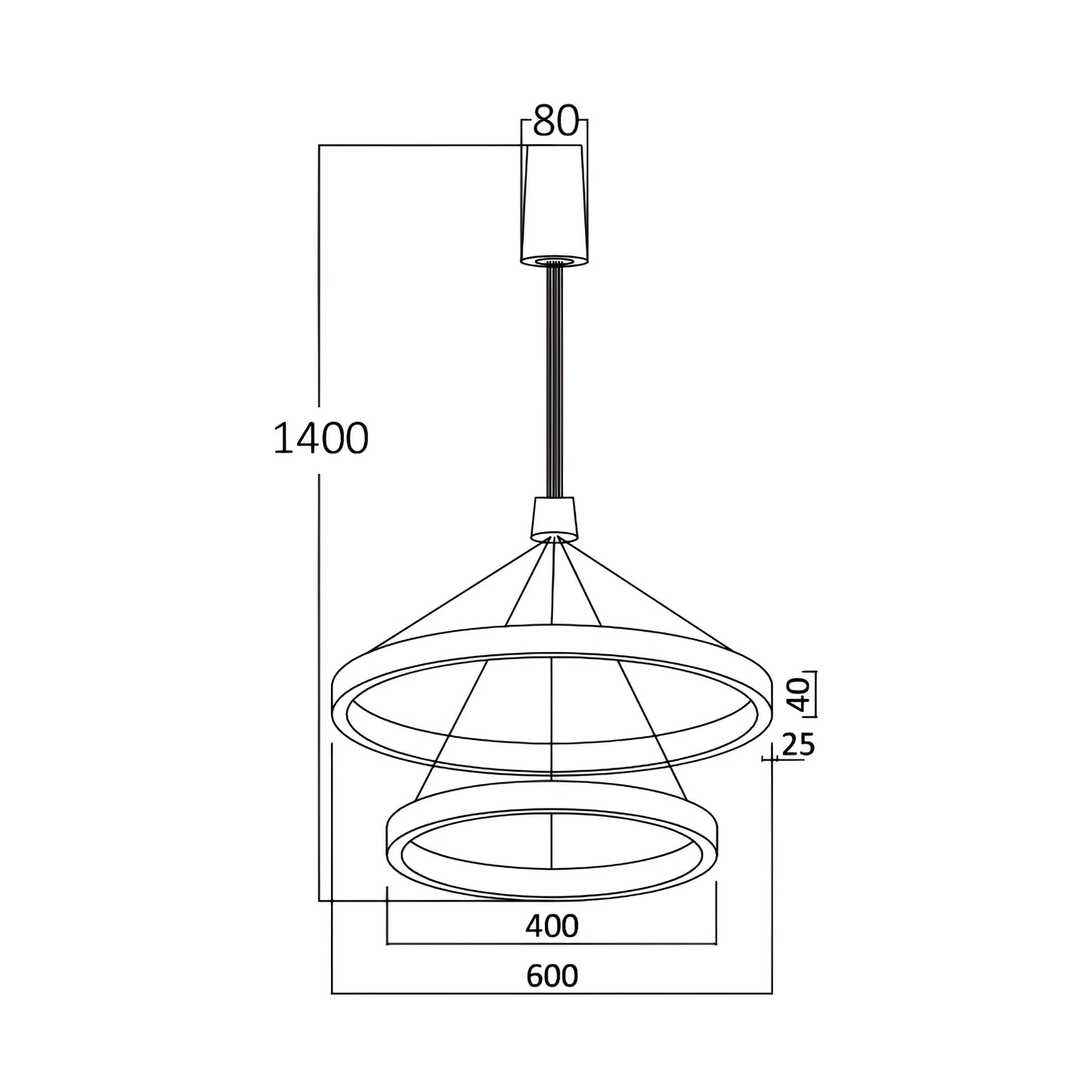 Braytron Lina Pd 2540 Okrugla Crna 65W 3U1 Led Visilica
