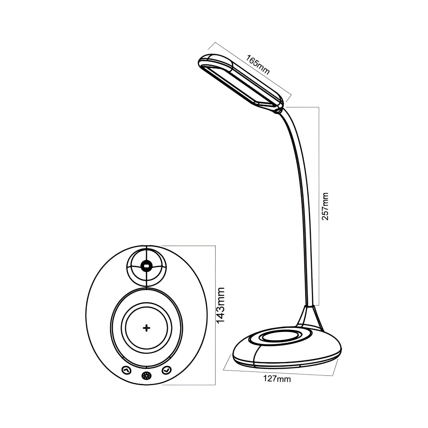 Braytron Lb146 5W Crna Dimabilna Stolna Lampa + Wireless Punjenje