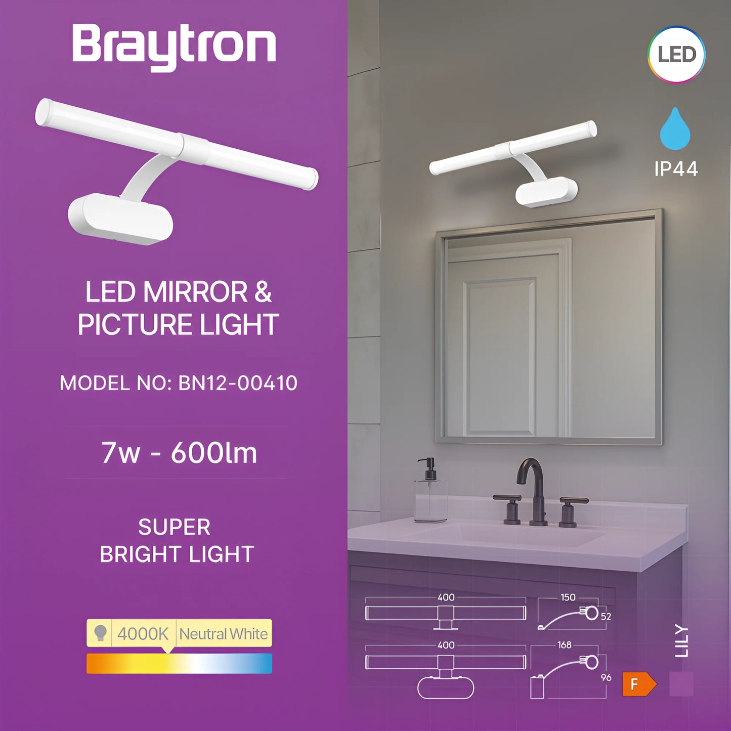Braytron Lily C.400 7W 4000K Whtip44 SvjetiljkaZa Ogledalo