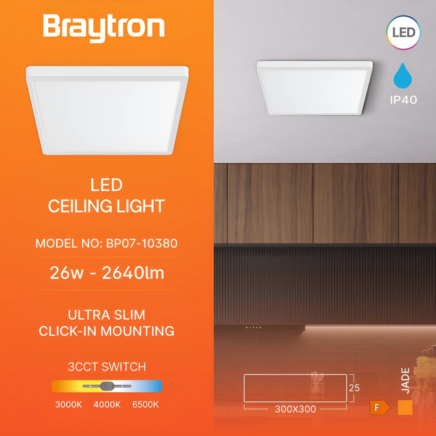 Braytron Jade Slr Bijela Kocka 26W 3U1 Led Plafonjera