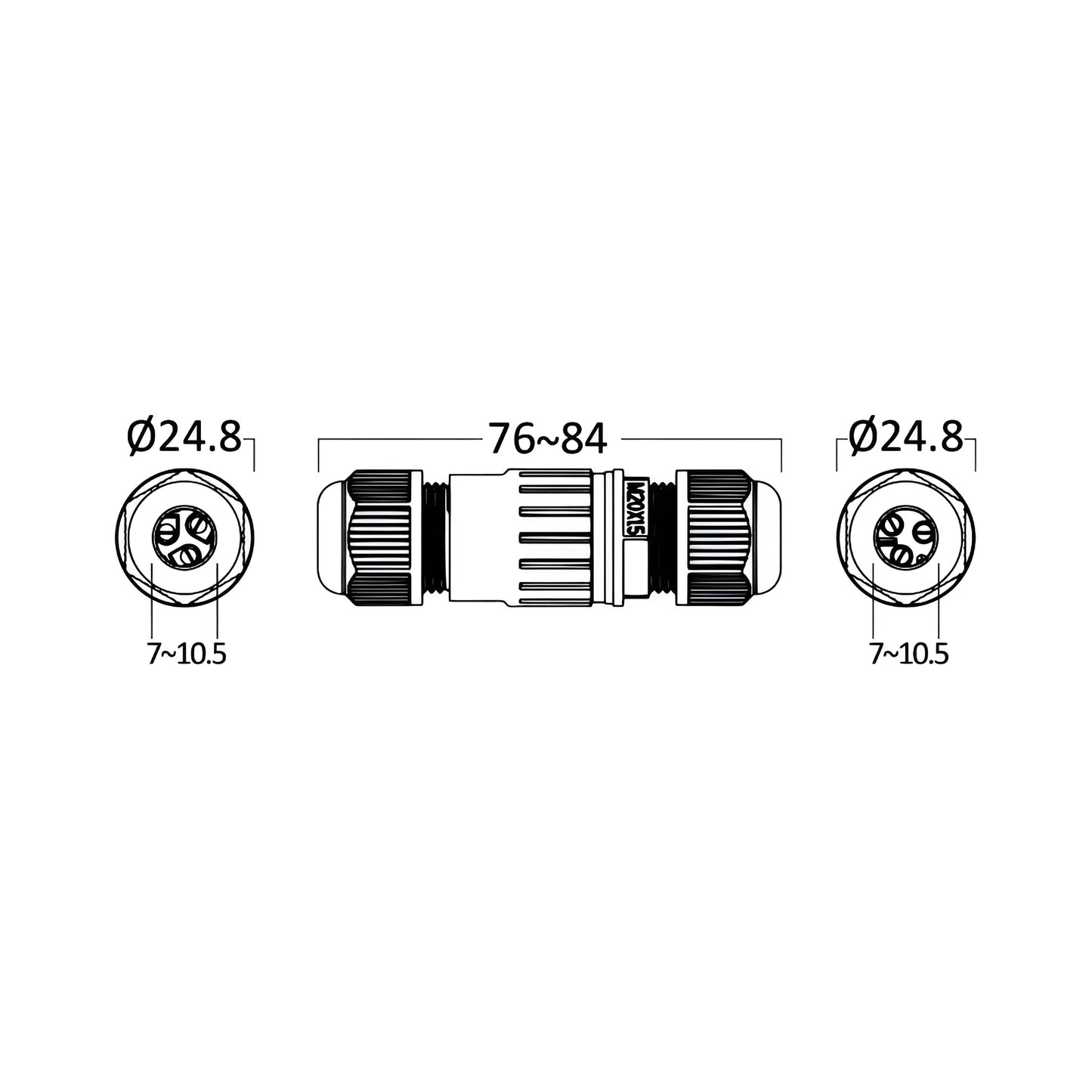 Braytron Pg7 3Line Crni Ip67 Konektor