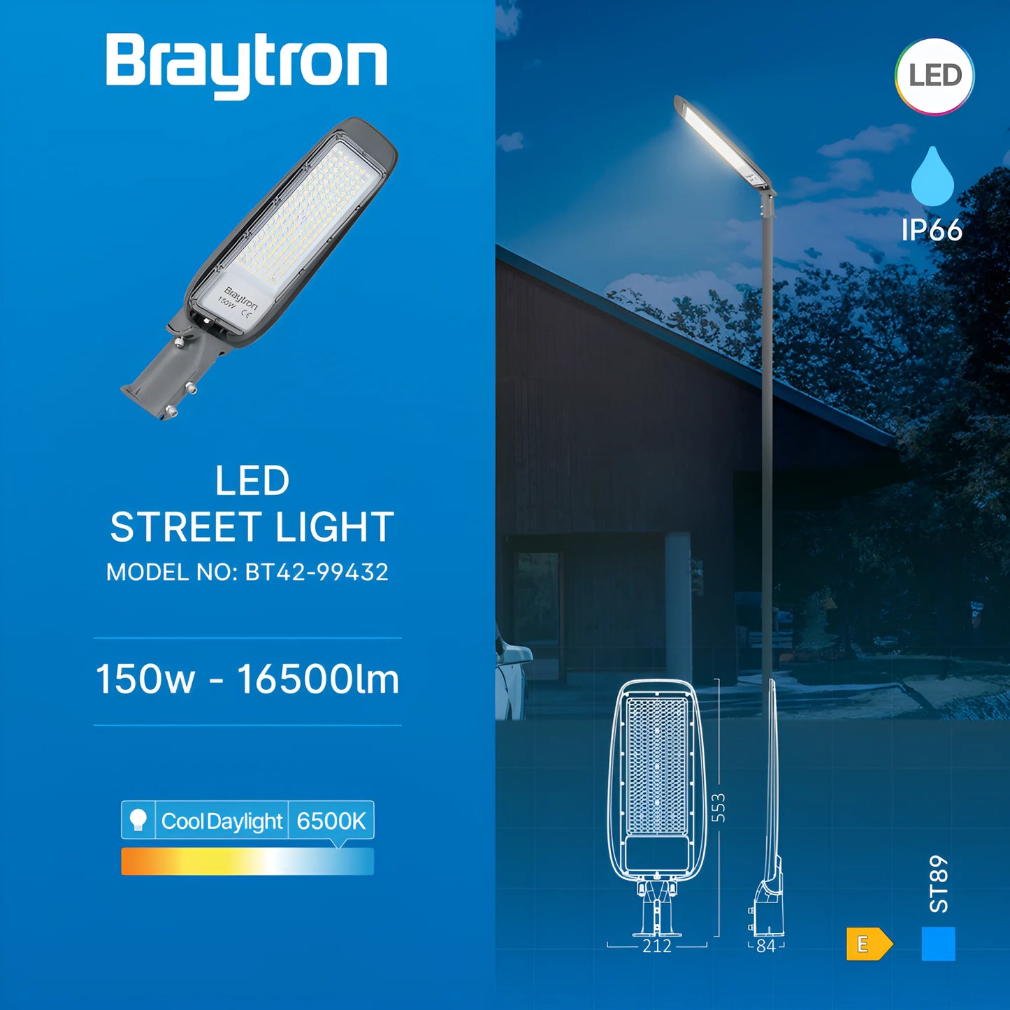 Braytron St89 150W Siva 6500K Ip66 Led Ulicna Svjetiljka