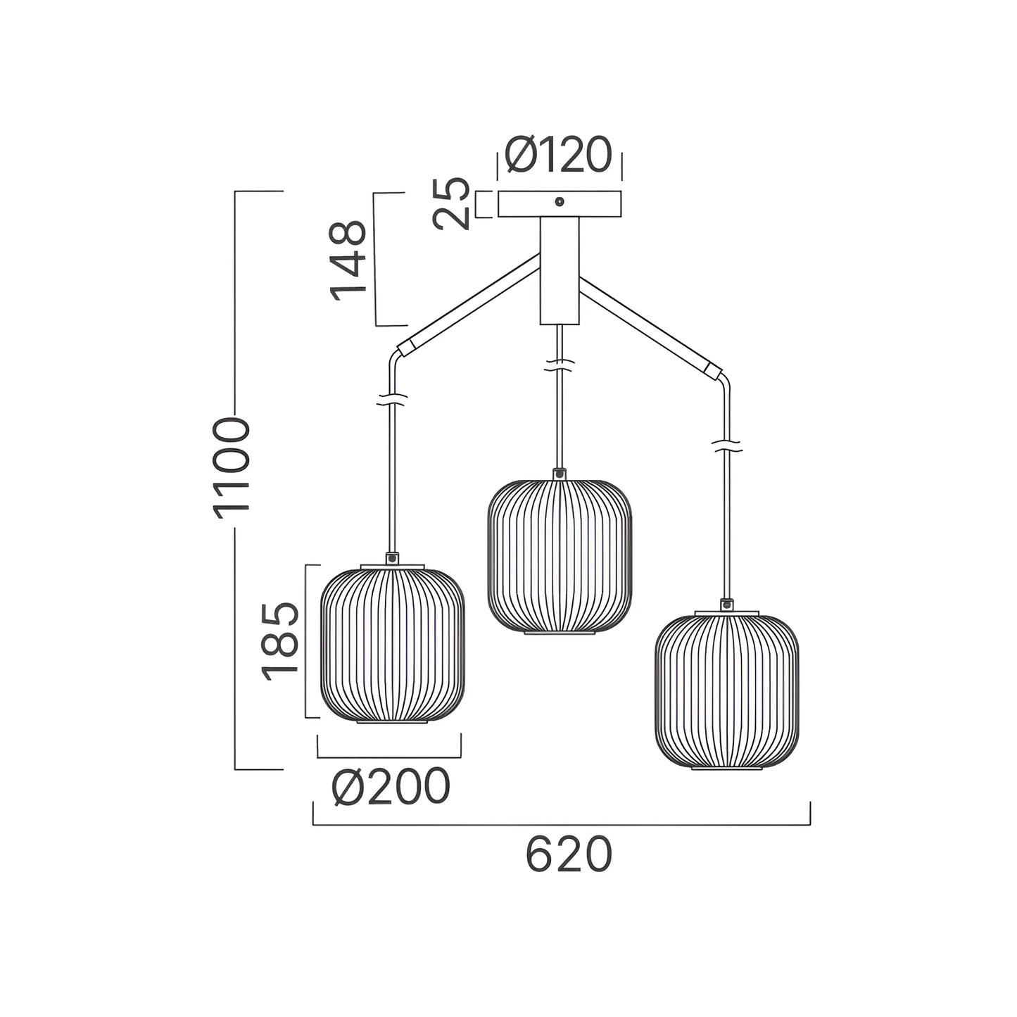 Braytron S009R 3H 1Xe27 Opl Crni Dekorativna Visilica