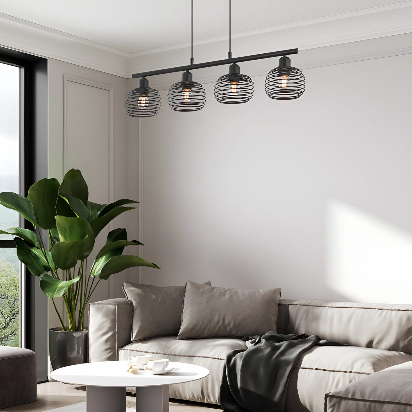 Bry-W008S-4H-4Xe27-Black-Decorative Pendant Light