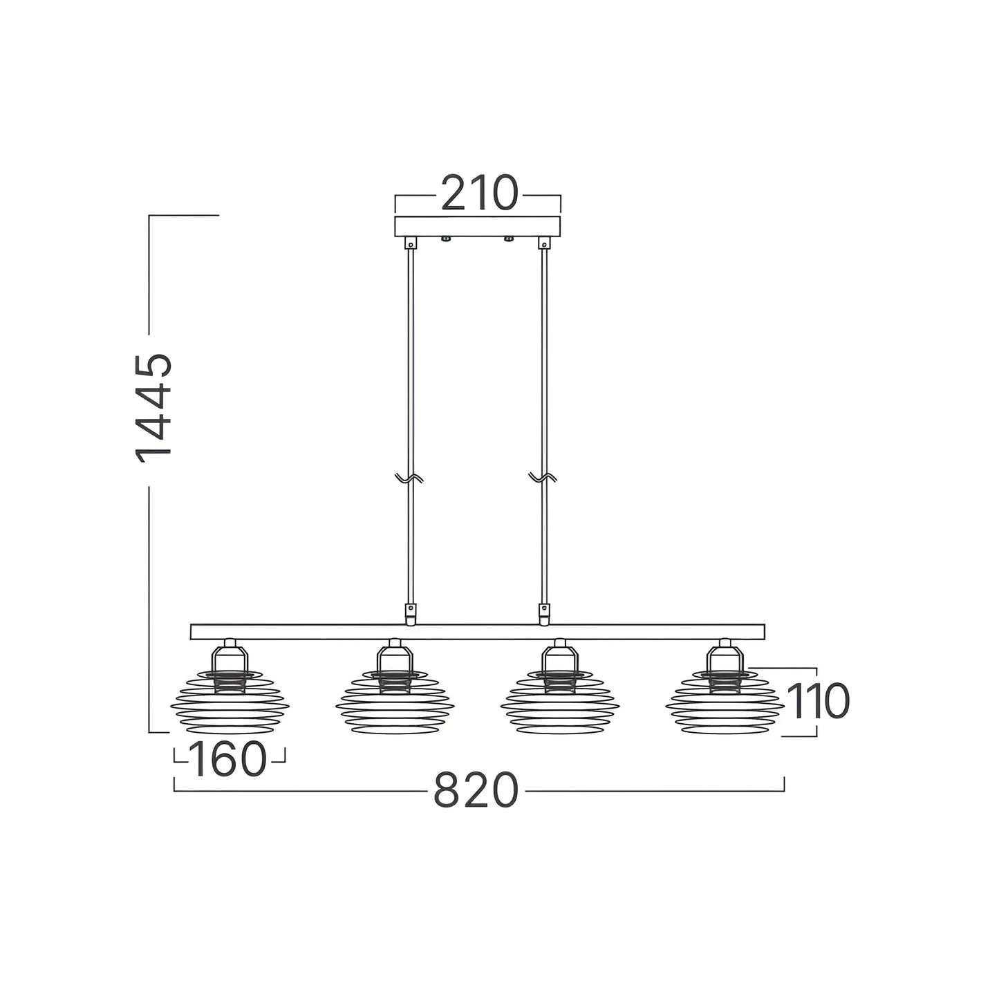 Bry-W008S-4H-4Xe27-Black-Decorative Pendant Light