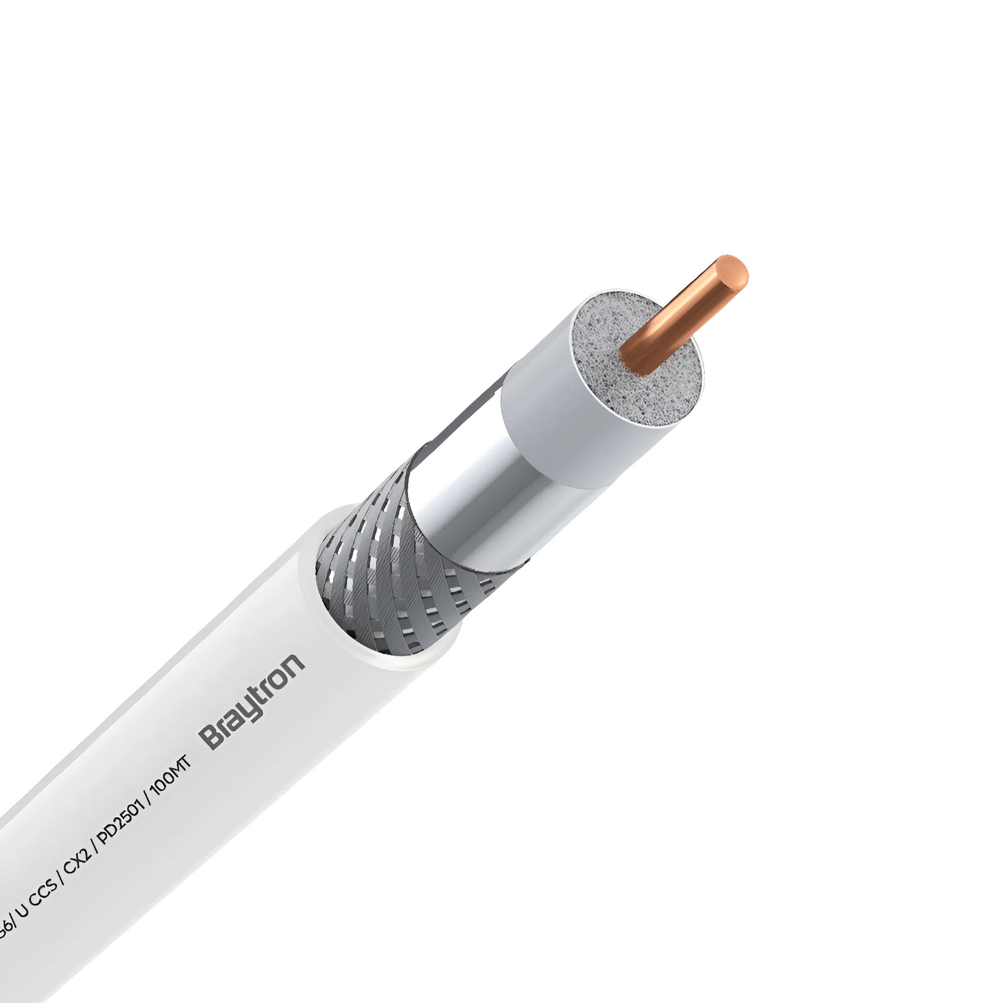 Braytron Coaxial Rg6 Cx2 Ccs Bijeli 100M Koaksijalni Kabel
