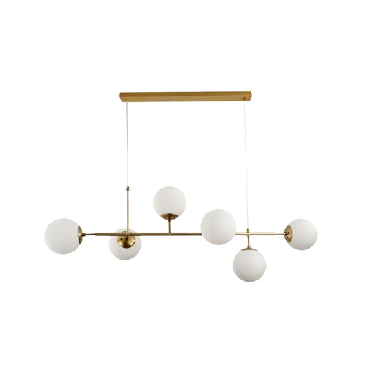 ANYA-6L visilica, 6xE27, L126xW45,5xH120 cm, opal kugle fi15 cm, zlatna