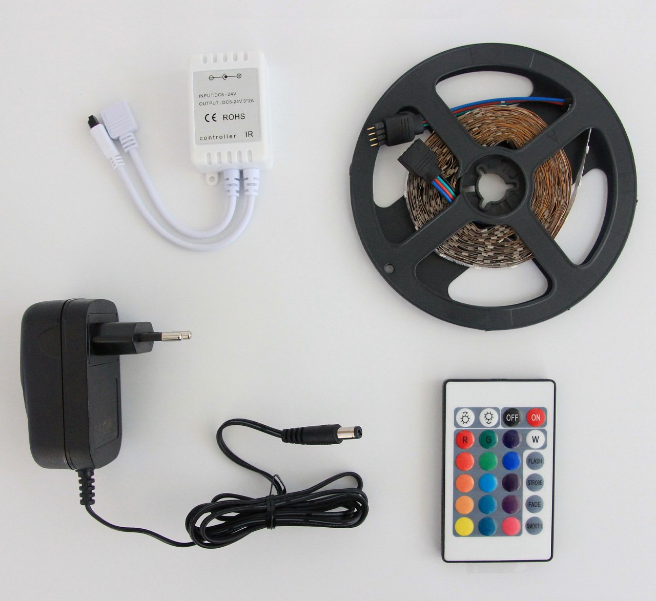 LED traka+adapter+kontroler - set 5M 2835 IP20 RGB